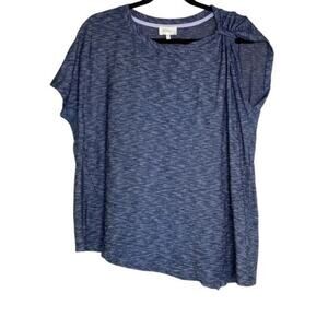 Deletta Anthropologie Blue Striped Asymmetrical Blouse Medium